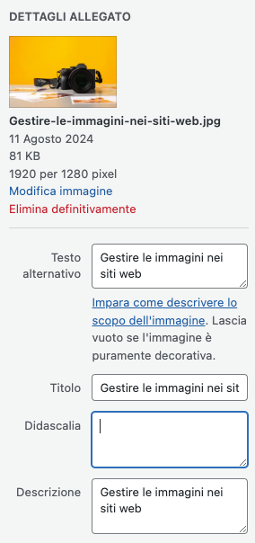 Gestire le immagini nei siti web - Screenshot naming LIbreria